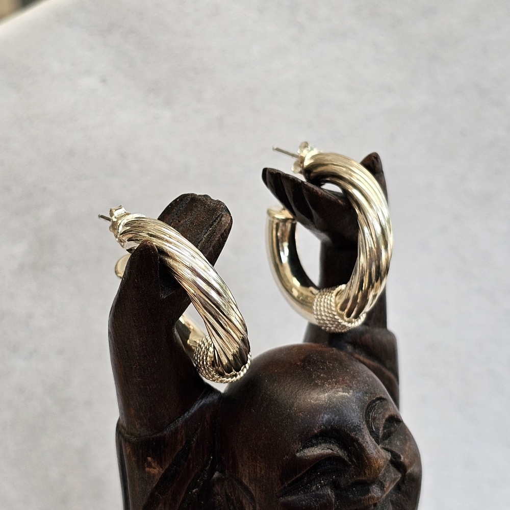 925 Earrings with Chunky Silvertone Stretch Bracelets SET! - Picture 4 of 12